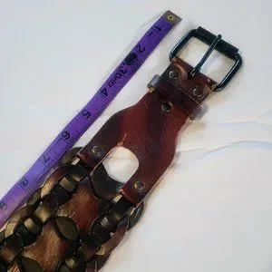 Leather | Accessories | Brown Leather Woven Braided Chain  display picture 1